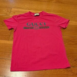 Gucci Short Sleeve Logo Tshirt Fuchsia Pink